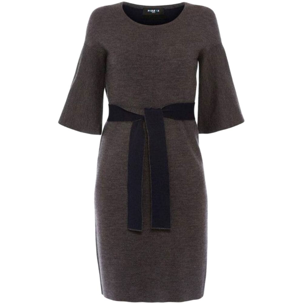 Paule Ka Charcoal Merino Wool Shift Dress